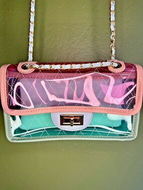 Clear Pastel Stadium Bag Shoulder or Crossbody NFL Miami Dolphins Colors